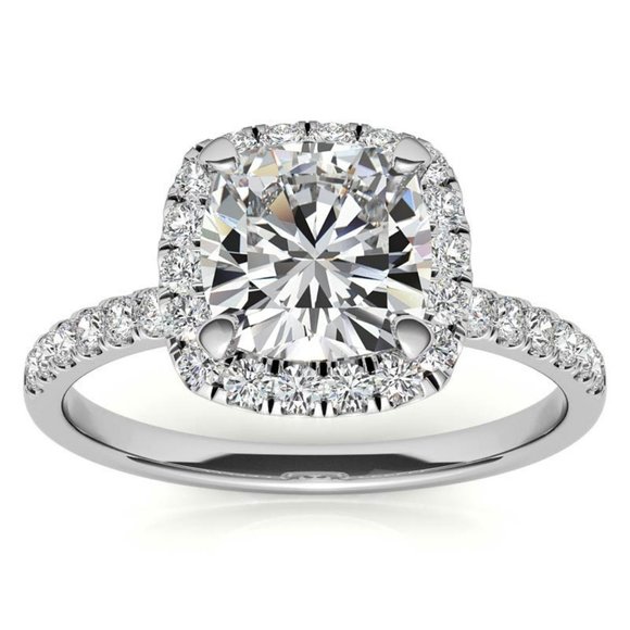 7mm-1.50Ct Cushion Moissanite Ring & Lab Diamond - Picture 2 of 8